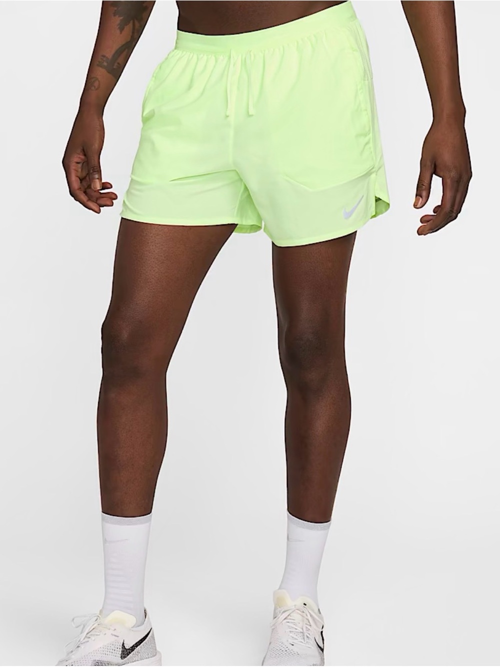 Nike Running Men’s Neon Lime Athletic Running Shorts with Reflective accents